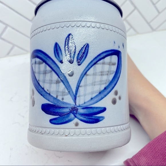 Vintage German Authentic Salt Glaze Handpainted Pottery Stein Mug Cobalt Blue - Picture 3 of 8